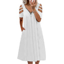 Off-Shoulder Women's Dress with Deep V-Neck Style
