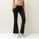 Trendy Women's Flared Leggings with Chic Cut-Out Design