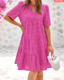 Chic Women's Summer Dress with Eyelet Design