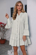 Chic Ruffle Detail Button-Up Shirt Dress for Women