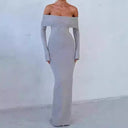 Chic Off-Shoulder Long Sleeve Maxi Dress for Women