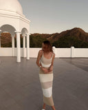 Trendy Maxi Skirt with Cut-Out Design & Stripes