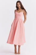 Chic Maxi Dress with Slim Straps and Flowing Skirt