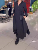 Chic Women's Shirt Dress with Flowing Design and Side Pockets