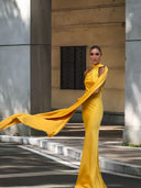 Asymmetric Neckline Evening Dress for Women