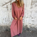 V-Neck Maxi Dress with Convenient Pockets