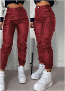 Stylish Women's Cargo Jogger Pants with Elastic Waist and Side Pockets