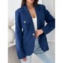 Chic Women's Blazer with Stylish Pockets and Gold Accents