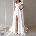 Chic Maxi Dress with Deep V-Neck and Side Slit