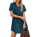 Button-Detail Women's Shirt Dress with Pocket