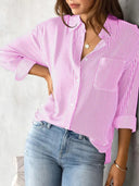 Stylish Vertical Striped Women's Blouse