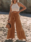 Chic Wide Pants with Tie Belt for Women