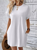 Chic Women's T-Shirt Dress with Pockets