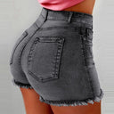 Chic High-Waist Denim Shorts with Frayed Hem