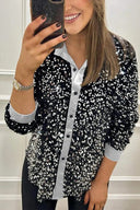 Sequined Blouse with Classic Collar for Women