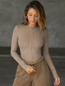 Figure-Hugging Women's Deep V-Neck Bodysuit