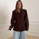 Chic Oversized Blazer with Double Button Closure