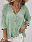 Chic Women's Blouse with Button Accents