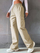 Women's Cargo Pants with Elastic Waist and Handy Side Pockets