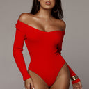 Off-the-Shoulder Ribbed Women's Bodysuit