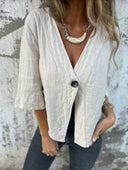 Chic Short Sleeve Linen Blazer for Women
