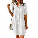 Stylish Women's Checkered Shirt Dress with Pockets
