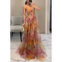 Chic Floral Evening Dress with Flattering Design