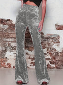 High Waist Glitter Flared Pants for Women