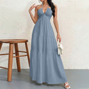 Flowing Maxi Dress with Deep Neckline for Women