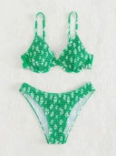 Women's High-Cut Bikini Set with Padded Top and Adjustable Straps