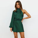 Chic Asymmetrical Satin Mini Dress for Women