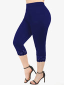 Women's 3/4 Leggings with Lace Trim Design