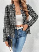 Chic Women's Tweed Blazer Jacket – Structured Design