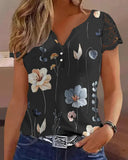Floral Lace Accent Women's Blouse