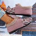Flower-Designed Women's Slippers with Plush Lining