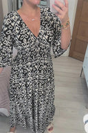 V-Neck Maxi Dress with Flowing Sleeves for Women