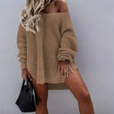 Chic Women's Oversized Knit Dress with Wide Neckline