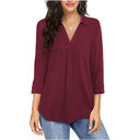 V-Neck Short Sleeve Women's Blouse