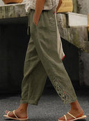 Embroidered Women's Linen Pants for Effortless Style