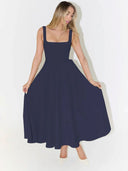 Stylish Women's A-Line Maxi Dress with Square Neck