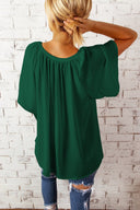 Women's V-Neck Blouse with Pleated Design
