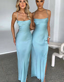 Women's Chic Maxi Dress with Spaghetti Straps and Side Slit