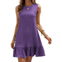 Ruffled Hem Textured Fabric Summer Dress for Women