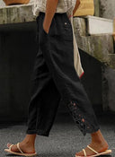 Embroidered Women's Linen Pants for Effortless Style