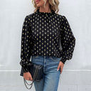 Chic Women's Blouse with Stylish Pattern and Stand-Up Collar