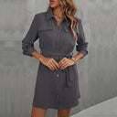 Stylish Women's Shirt Dress with Adjustable Belt and Button Detail
