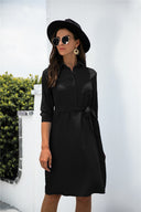 Stylish Women's Shirt Dress with Adjustable Belt and Button Detail