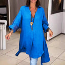 Woman’s Asymmetrical Linen Tunic with Chic Accents