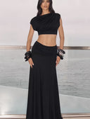 Chic Women’s Wrap Dress with Flowing Hem & Stylish Draping