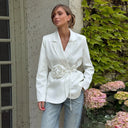 Floral Buckle Blazer Jacket for Women